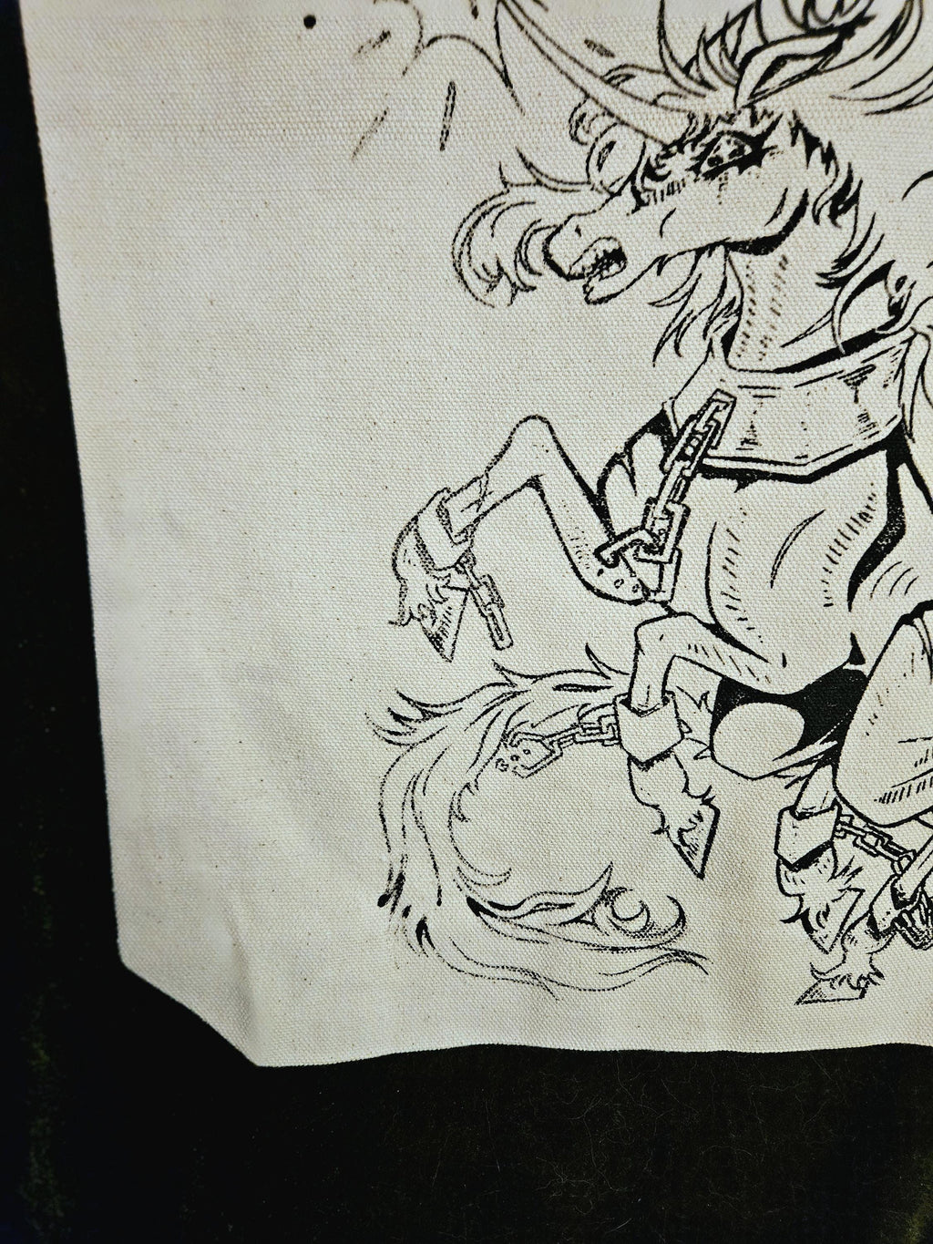 Chained Unicorn Screen Printed Tote Bag