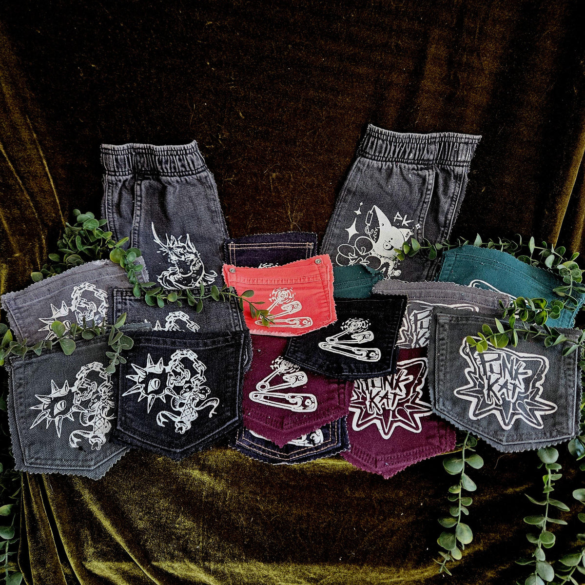Recycled Pants Screen Printed Pocket Patches