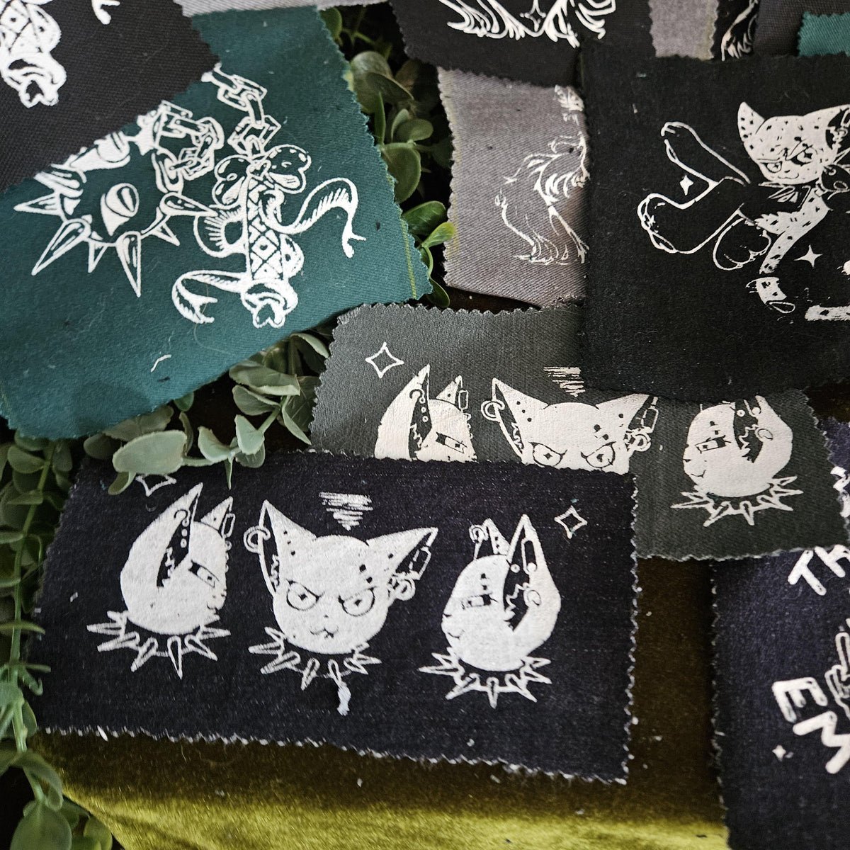 Recycled Pants Screen Printed Patches