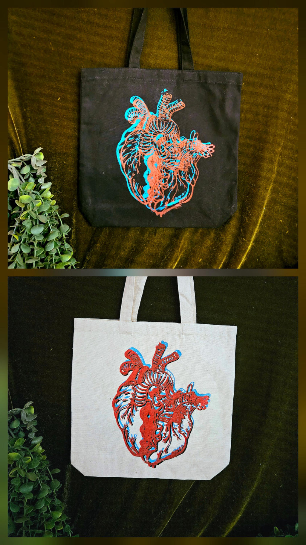 Distortion Heart Screen Printed Tote Bag