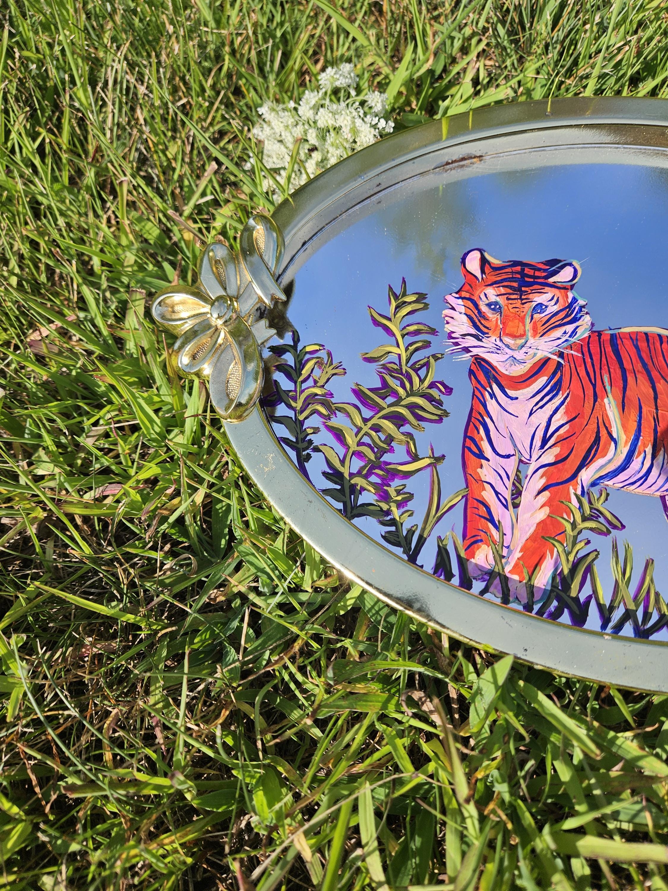 Mirror Painting: Tiger in the Reeds