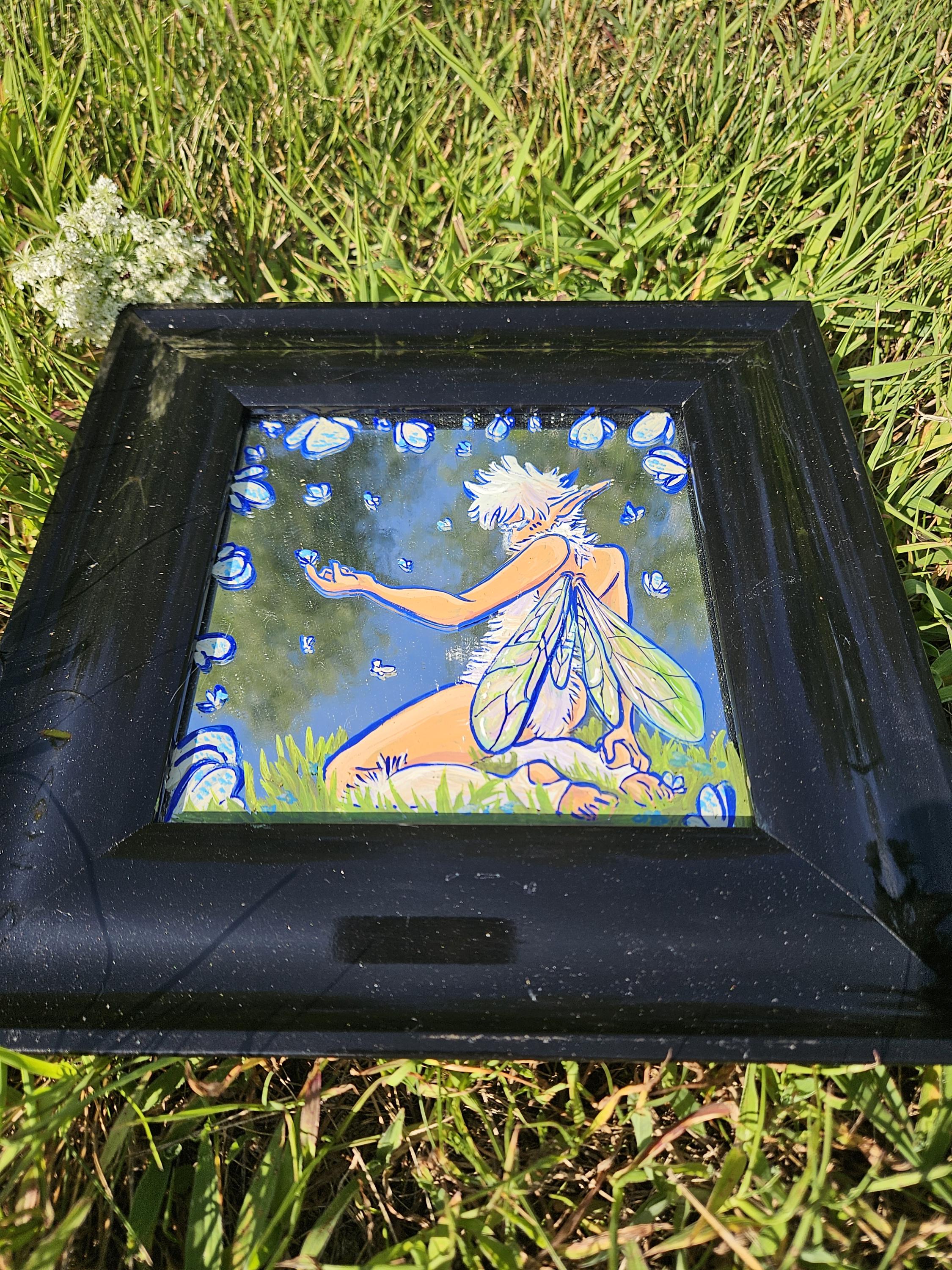 Mirror Painting: Dandelion Seed Fae
