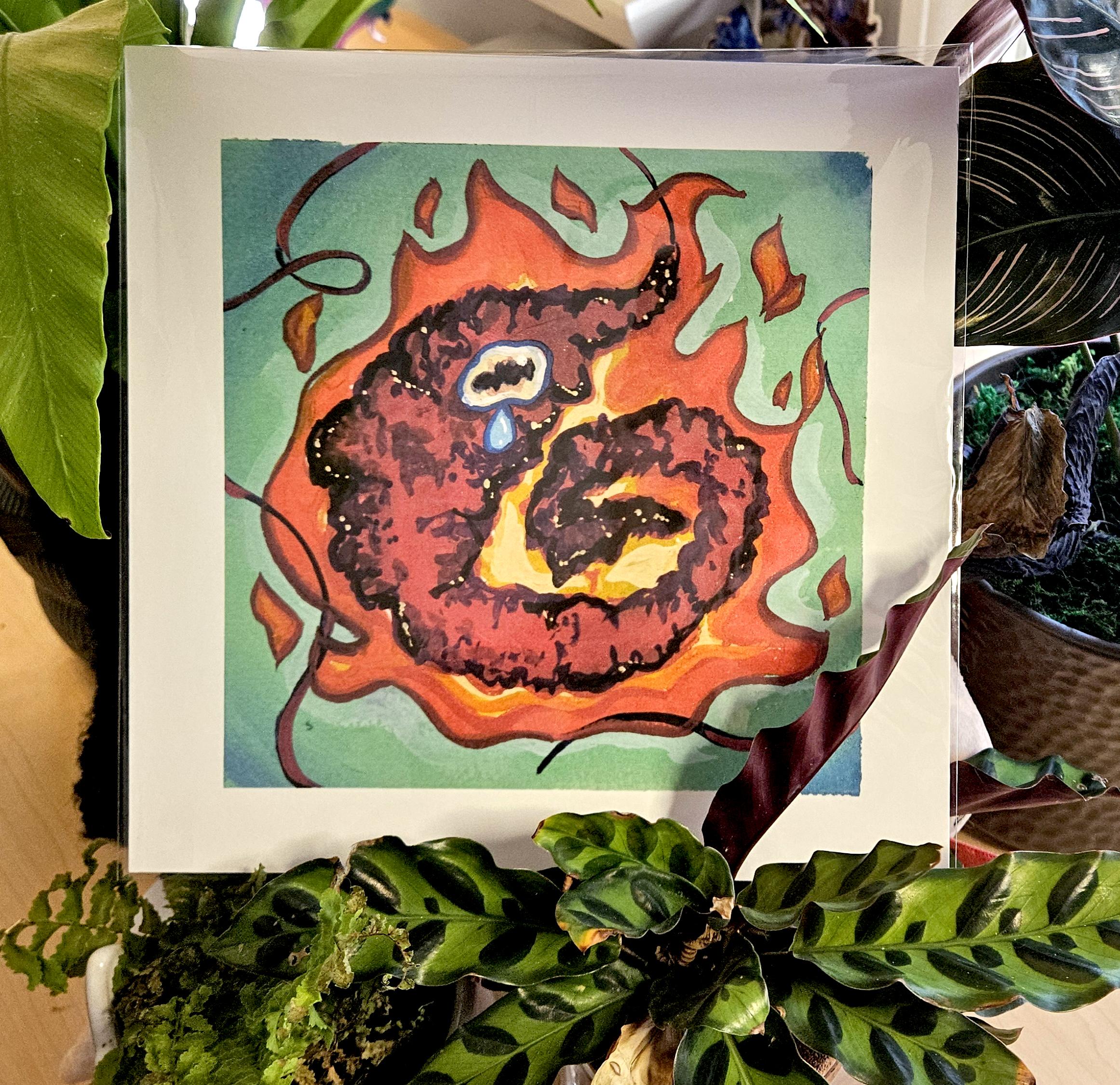 Panic Worm on Fire Print