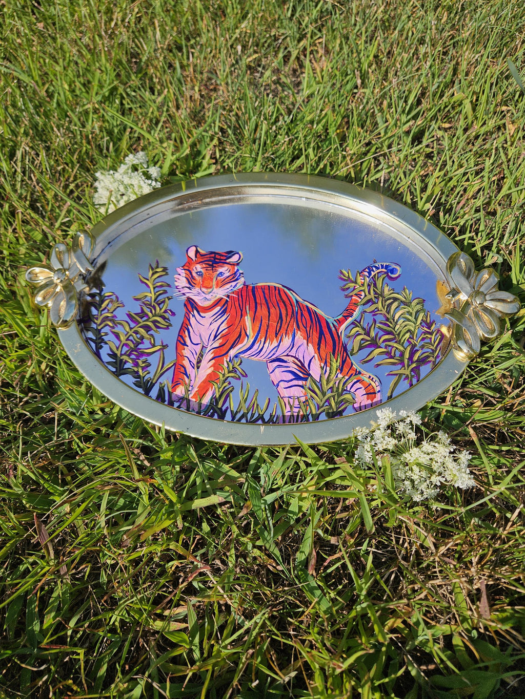 Mirror Painting: Tiger in the Reeds