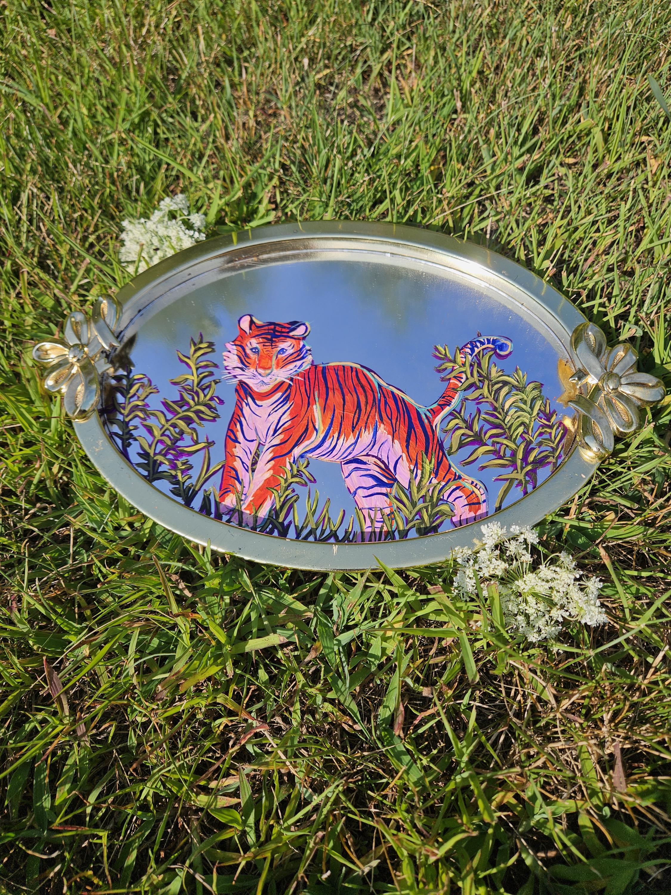 Mirror Painting: Tiger in the Reeds