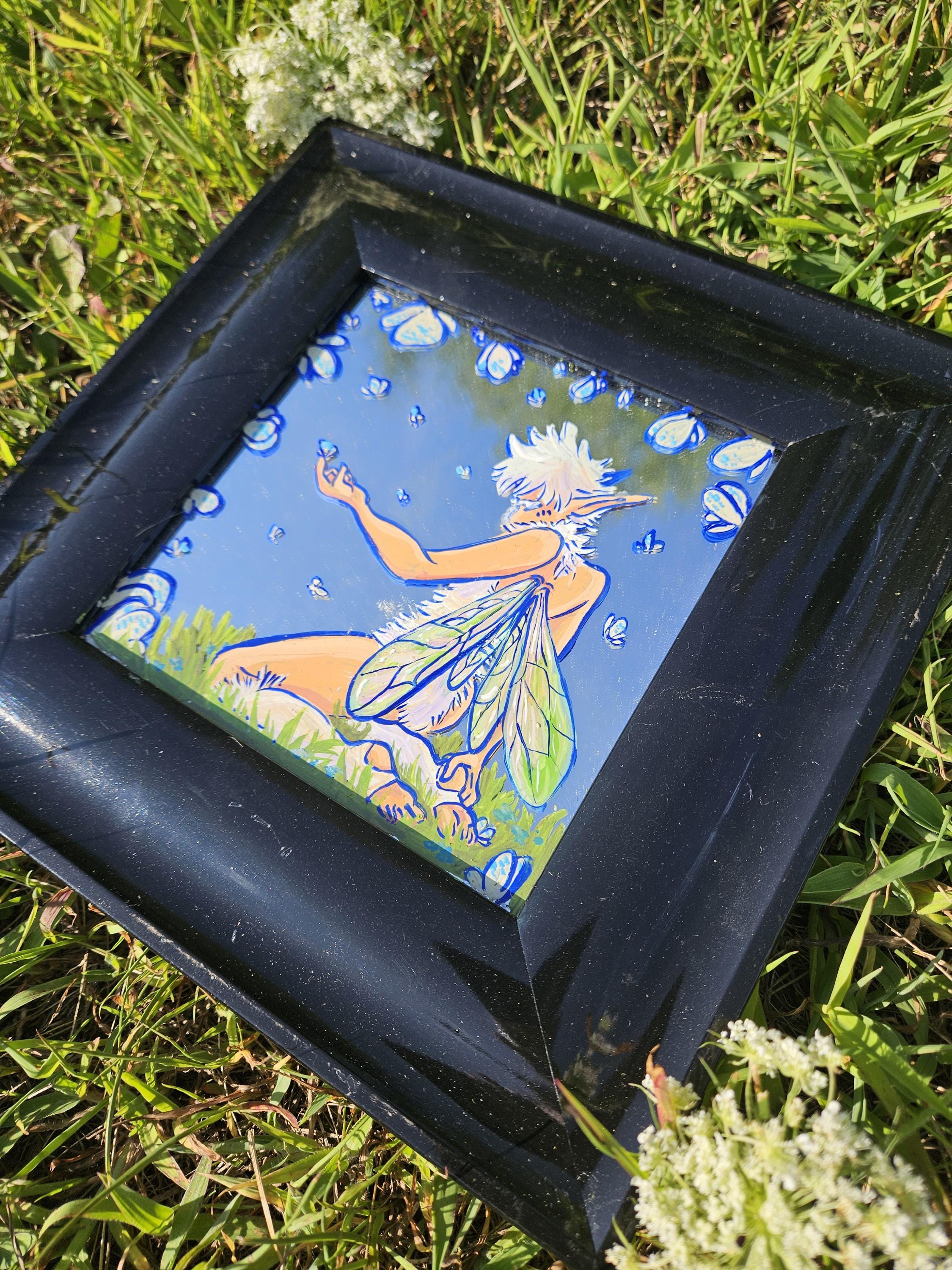 Mirror Painting: Dandelion Seed Fae