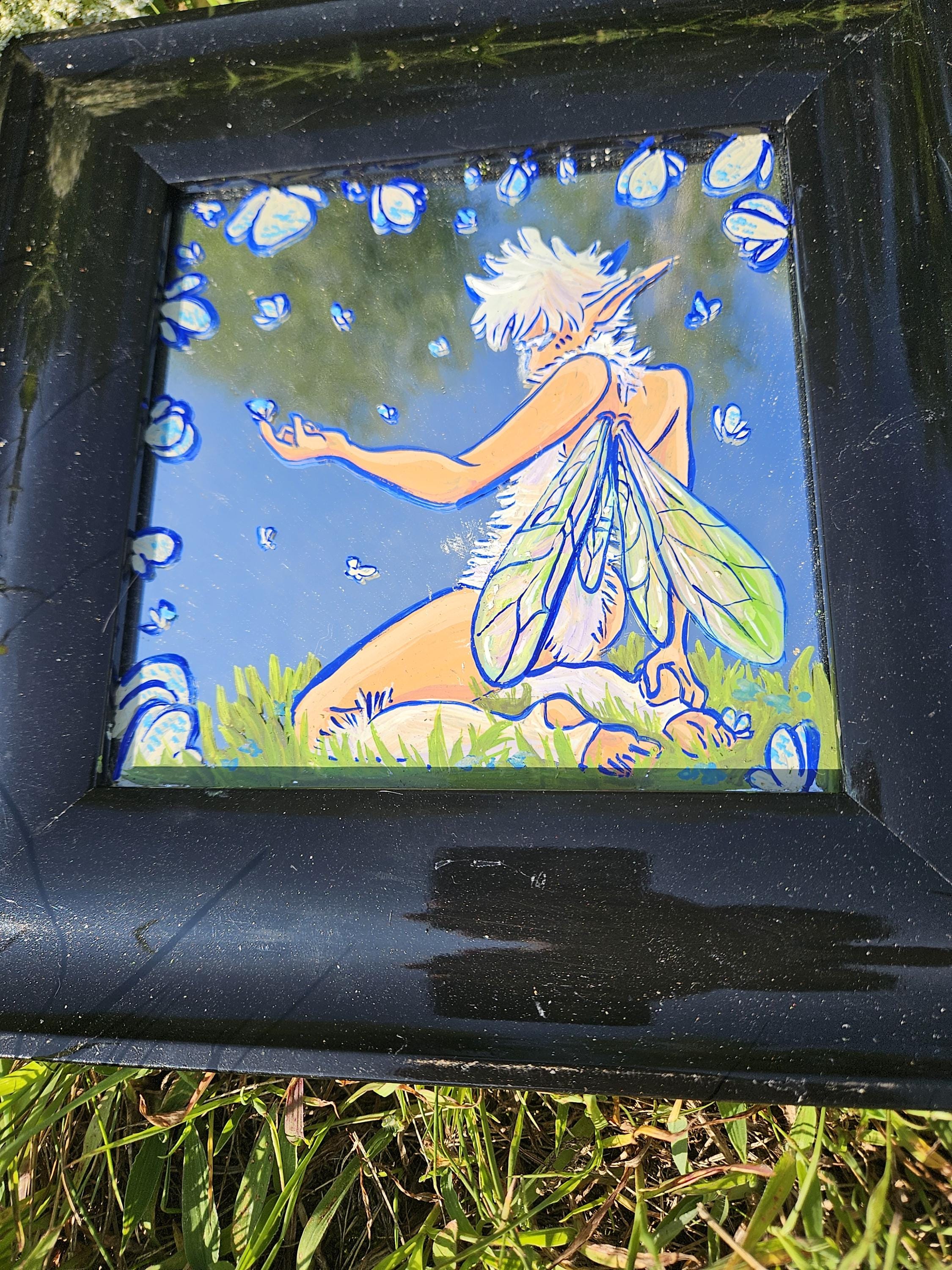 Mirror Painting: Dandelion Seed Fae