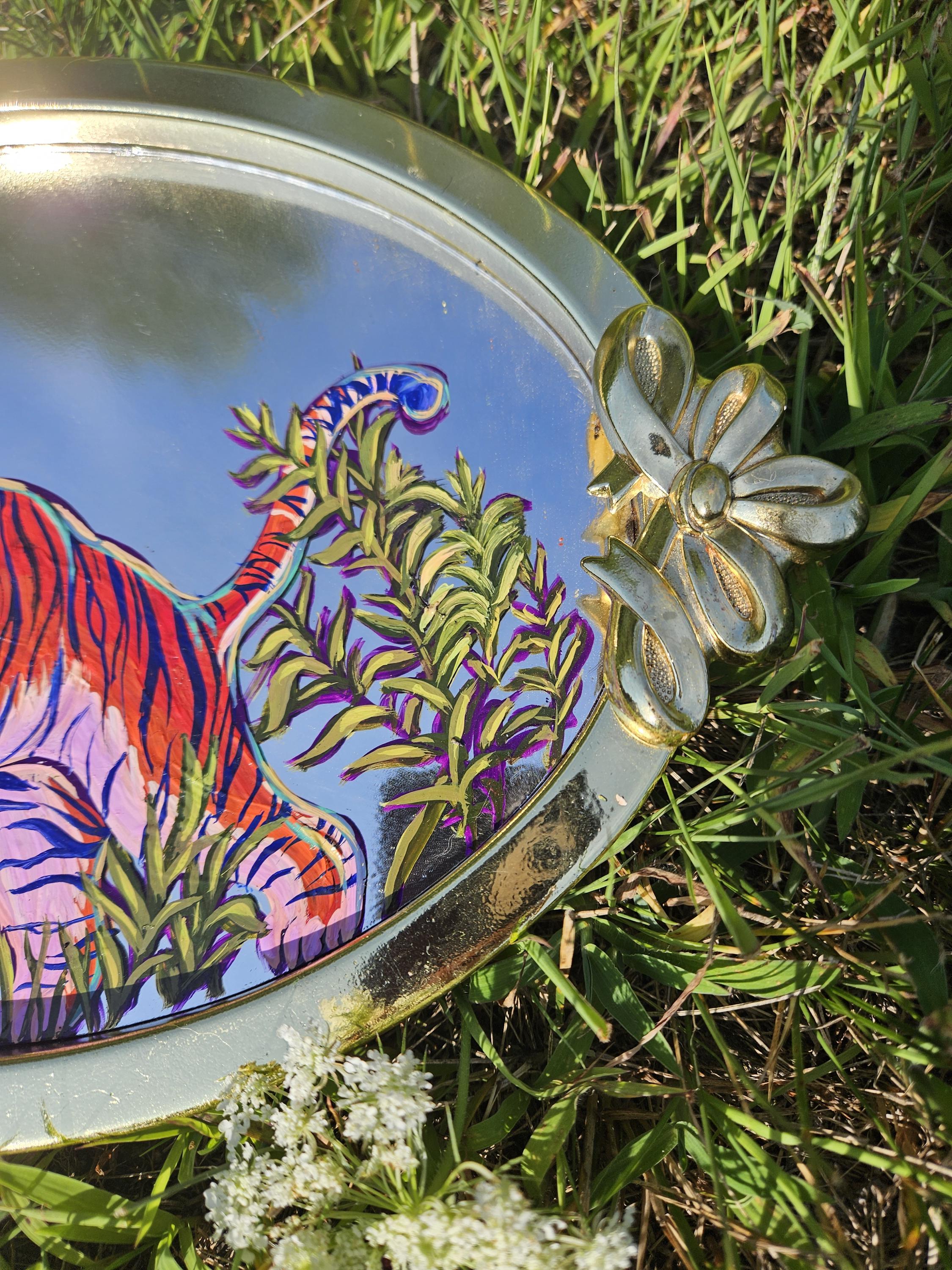Mirror Painting: Tiger in the Reeds