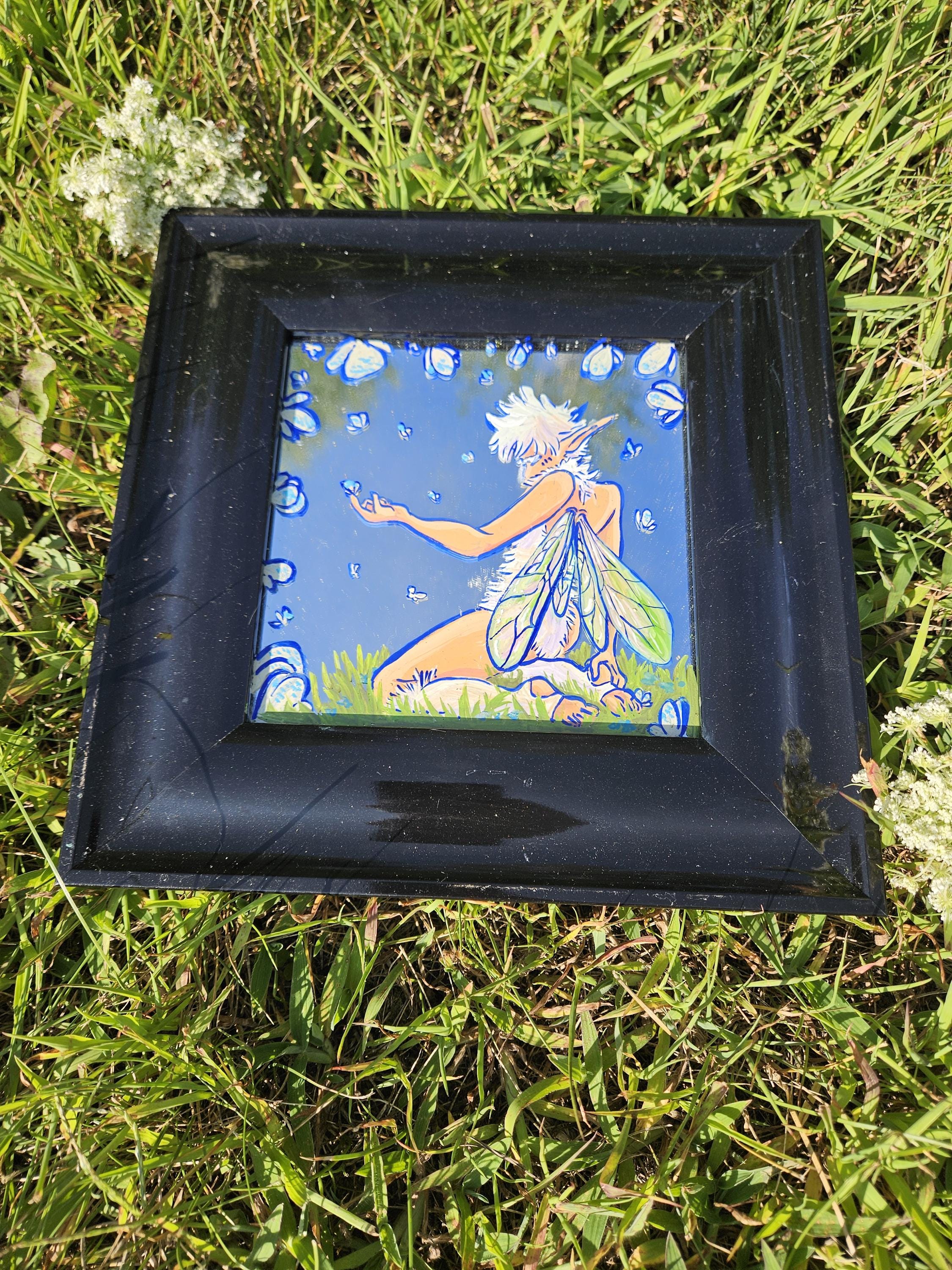 Mirror Painting: Dandelion Seed Fae