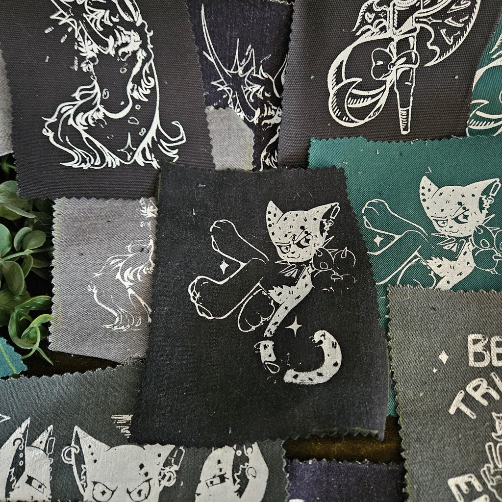 Recycled Pants Screen Printed Patches