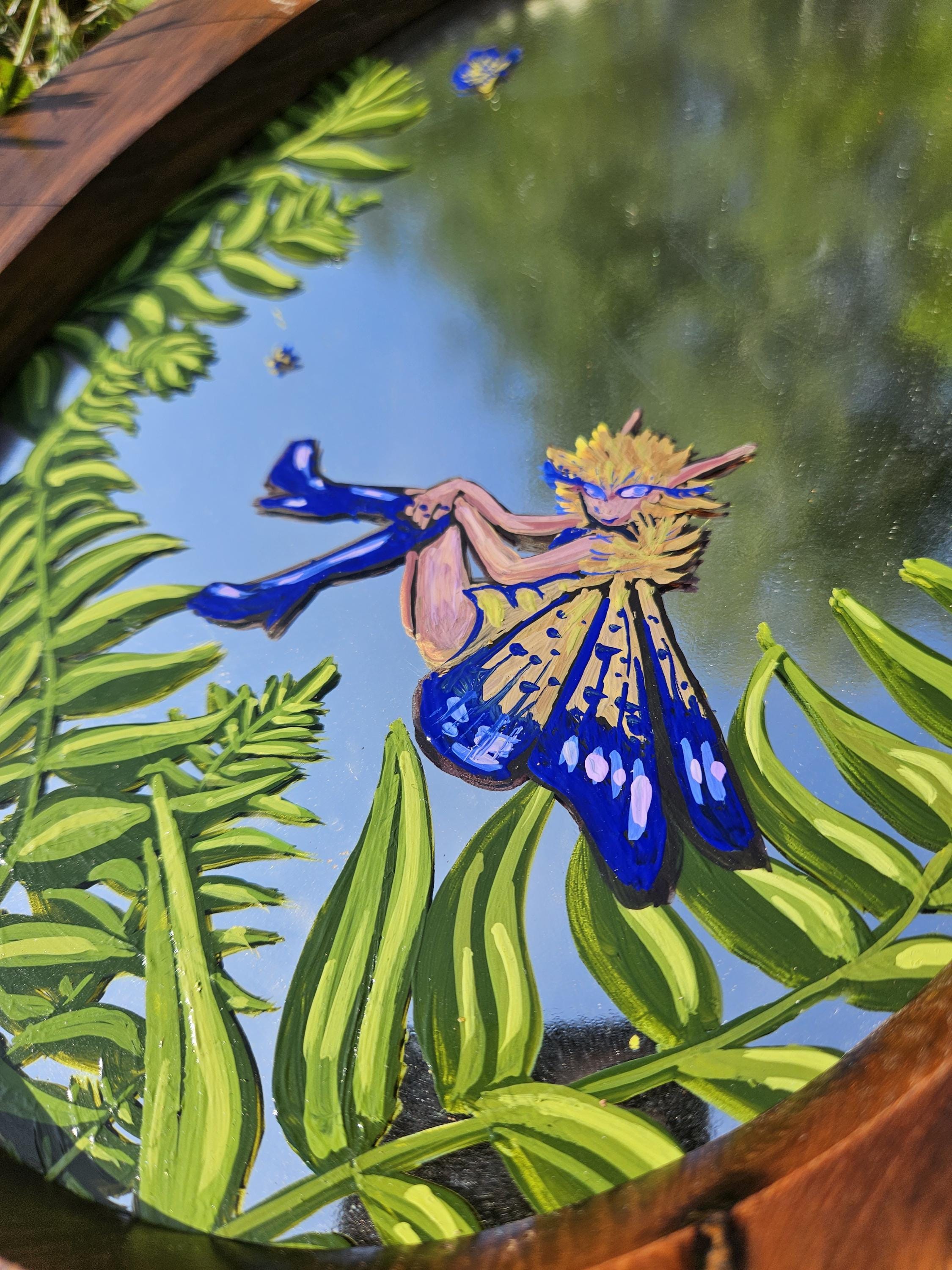 Mirror Painting: Blue Boots Butterfly Pixie