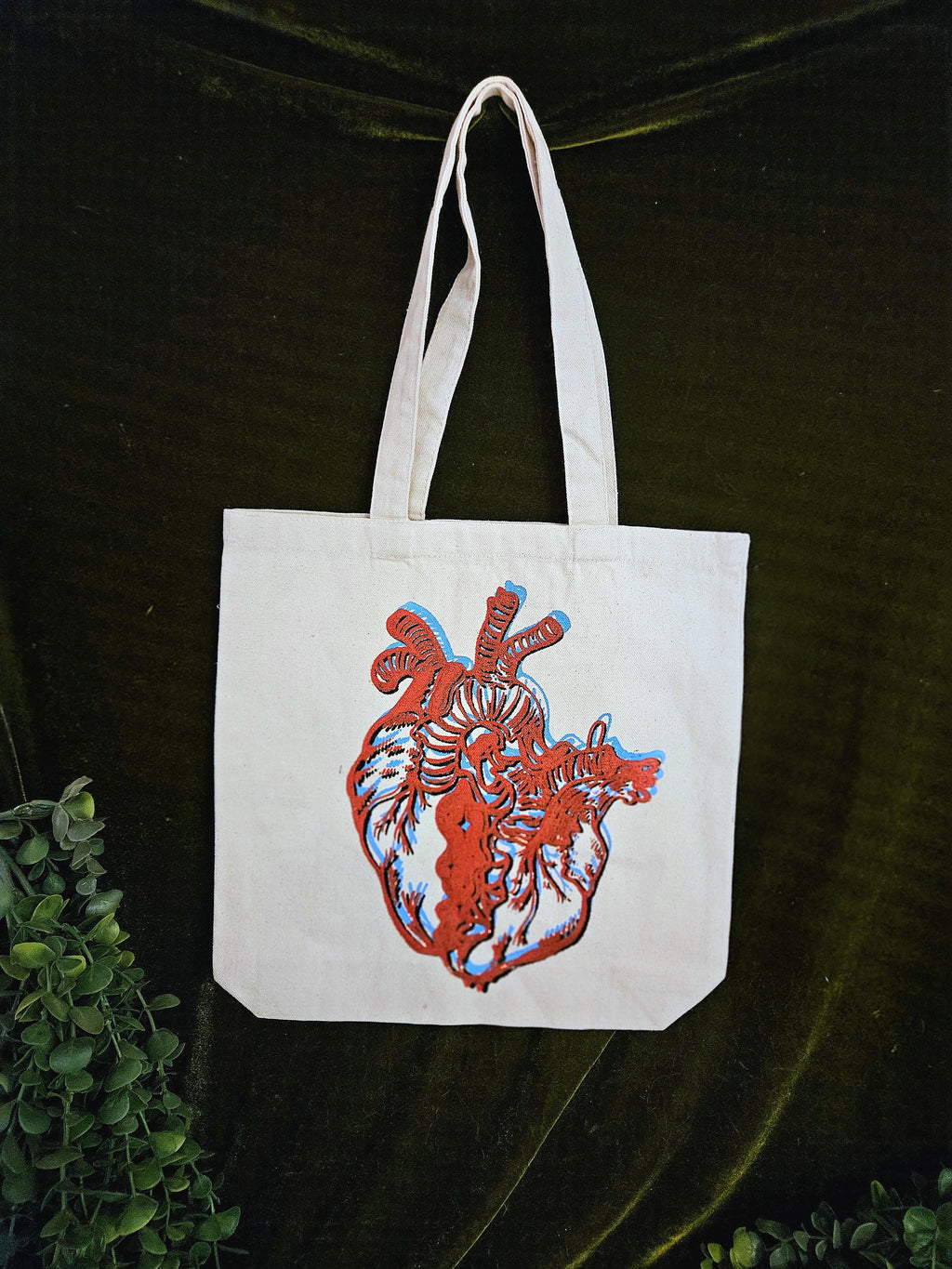 Distortion Heart Screen Printed Tote Bag