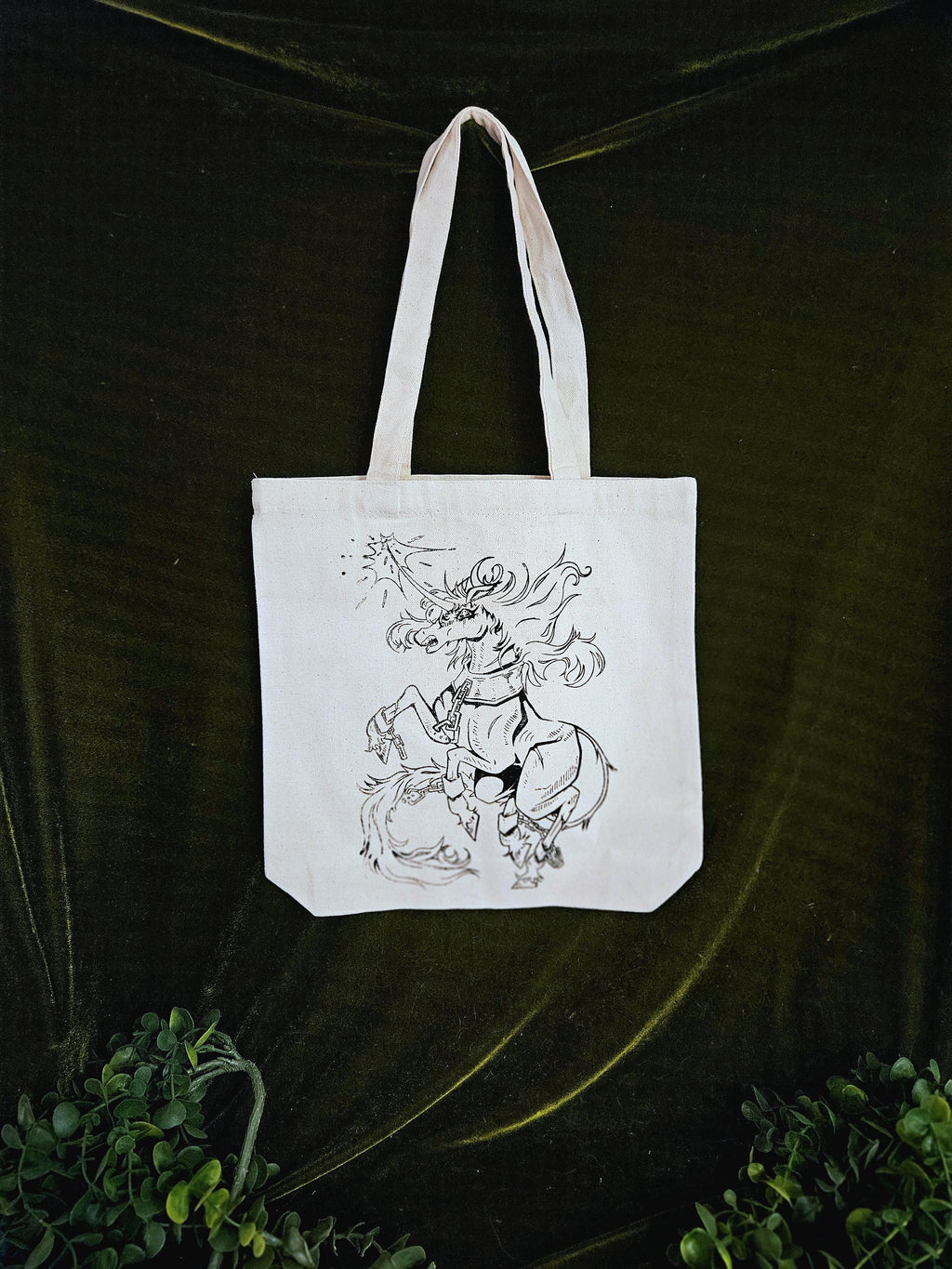 Chained Unicorn Screen Printed Tote Bag