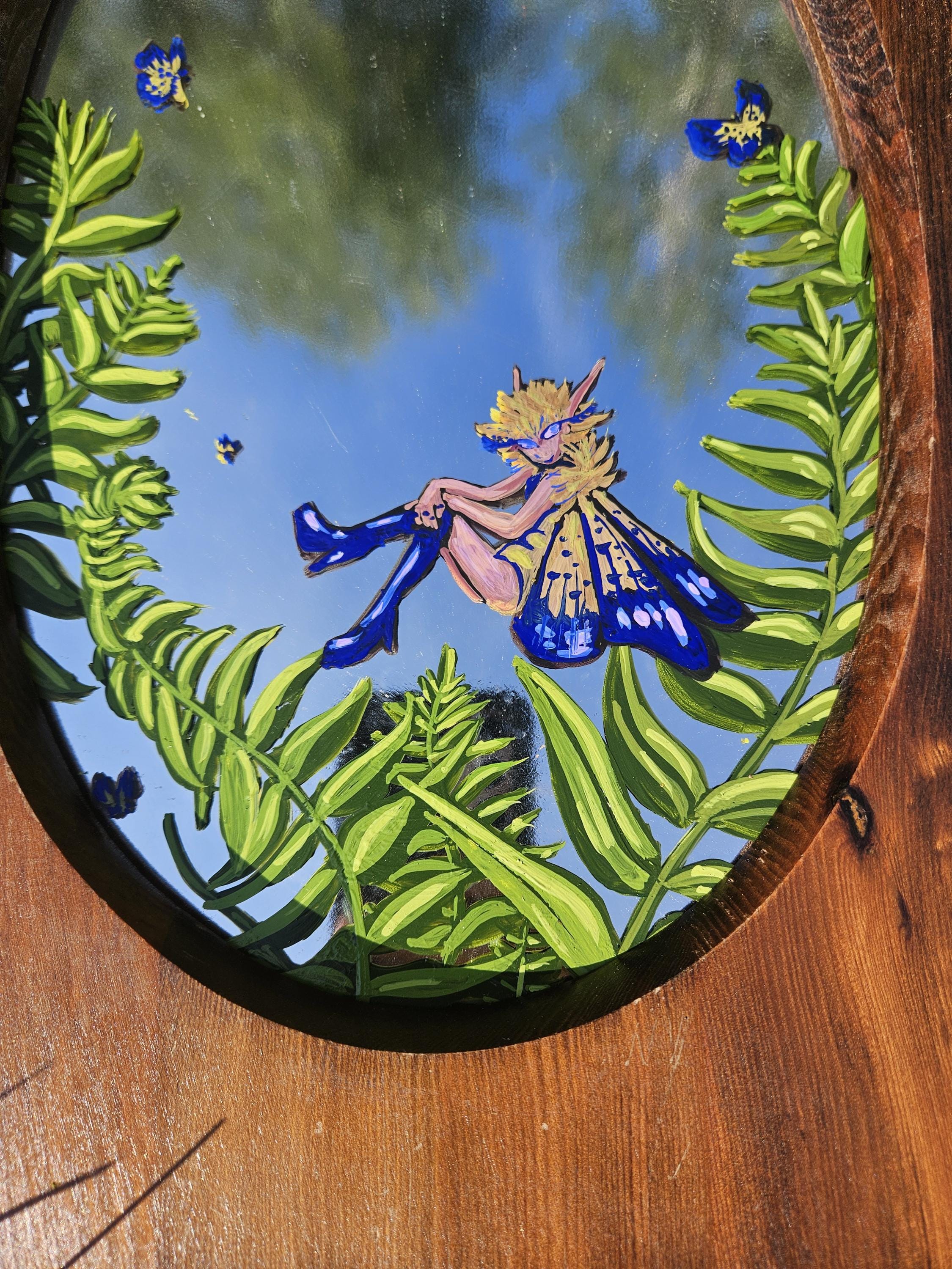 Mirror Painting: Blue Boots Butterfly Pixie