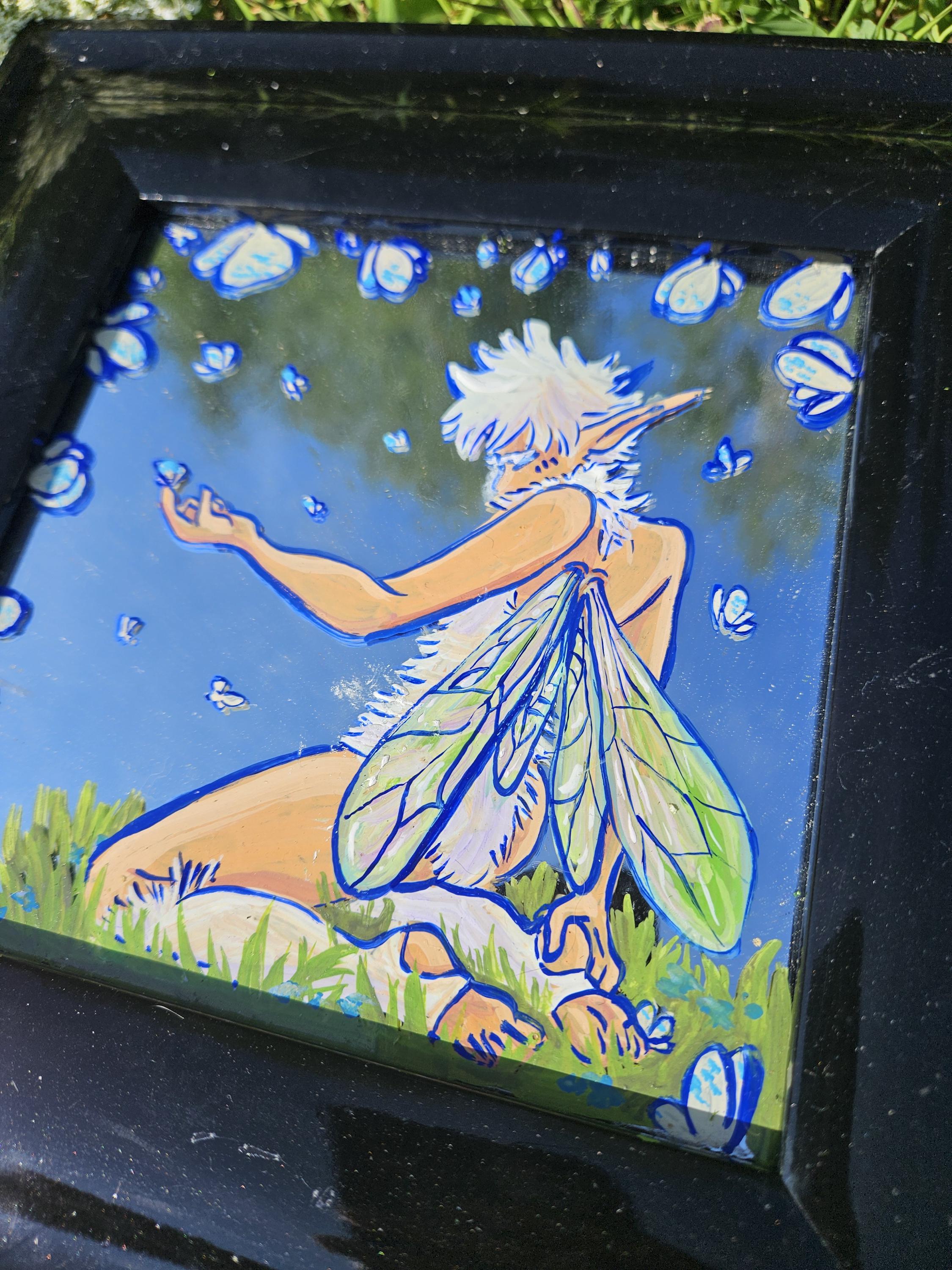 Mirror Painting: Dandelion Seed Fae