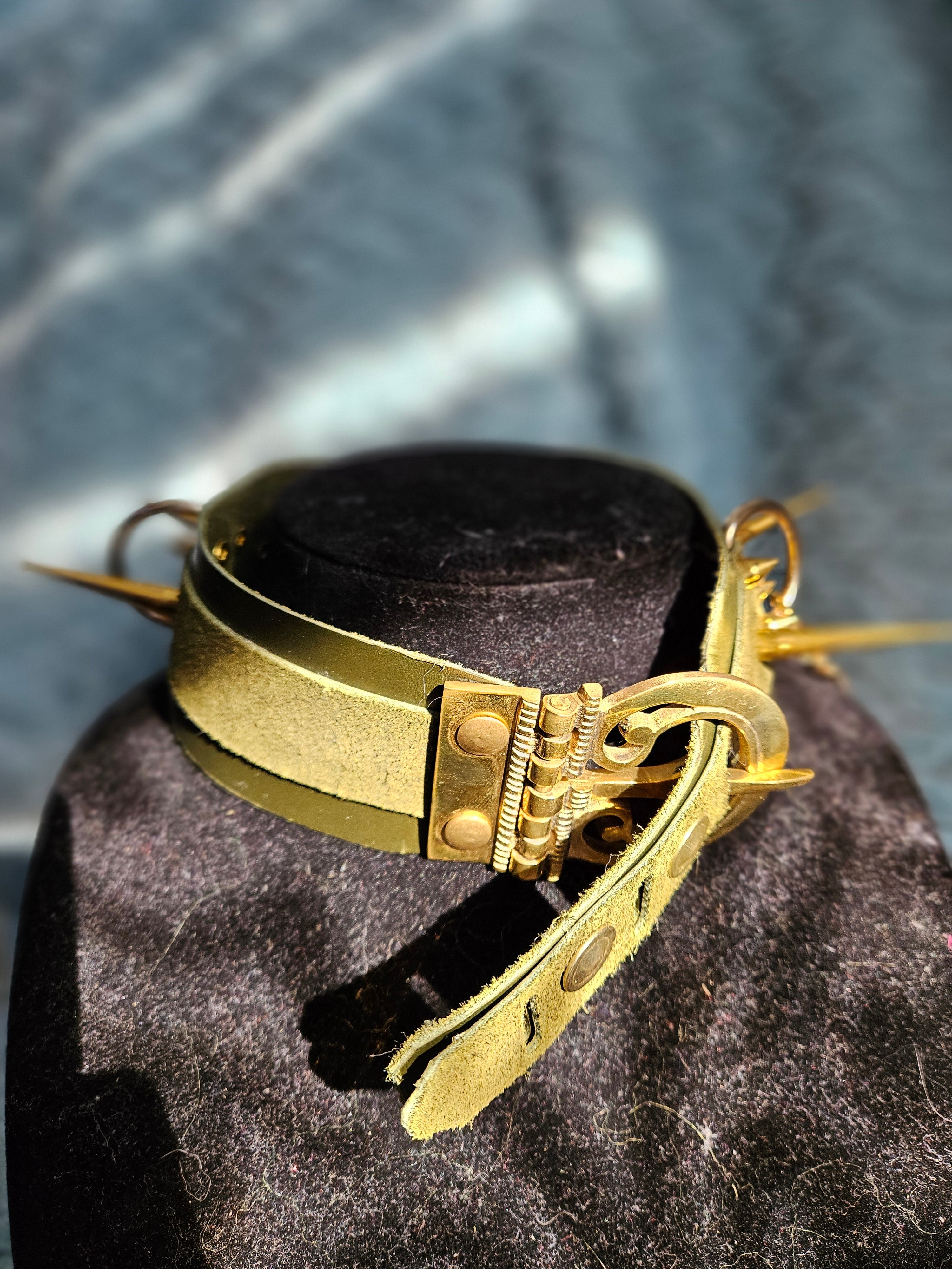 Mossy Chained Genuine Leather Choker