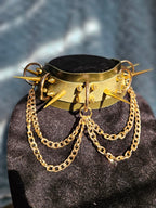 Mossy Chained Genuine Leather Choker
